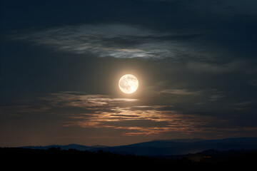 Zenith Moon Illuminating a Serene Landscape with Tranquility and Grace