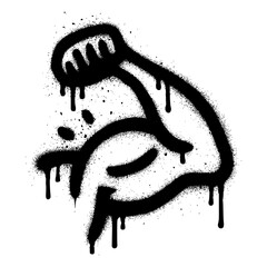 Isolated Black Graffiti Style Bicep Muscle Flexing Arm on White