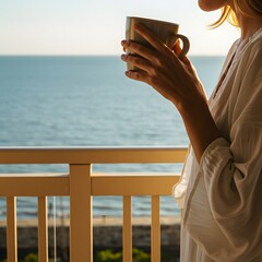 Balcony Coffee Moment Overlooking the Water