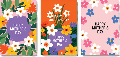 Creative concept of Happy Valentines Day cards set. Modern art design with hearts, strawberries, flowers and modern typography.