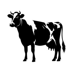 cow Silhouette Illustration isolated on transparent background 
