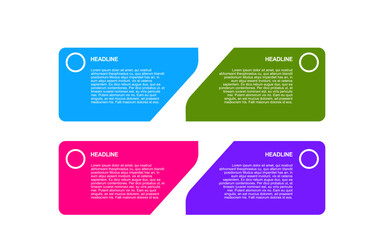 Infographic template showcases four colorful text boxes each housing a headline and content.