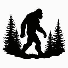 Fototapeta premium Bigfoot | Black and White Vector illustration 