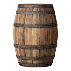 Obraz premium Wooden Barrel with Metal Bands on Transparent Background