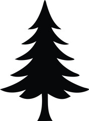 Obraz premium Black silhouette of a pine tree