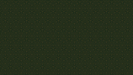 seamless geometric hexagon and triangle line art. Vector art pattern with light lines in green-gold color
