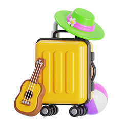 Travelling for beach 3D Illustration