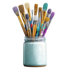 Fototapeta premium Colorful Artist Paint Brushes in a Jar