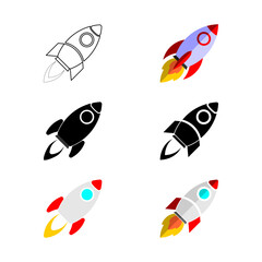 Rocket Launch Icon Designs and Variations