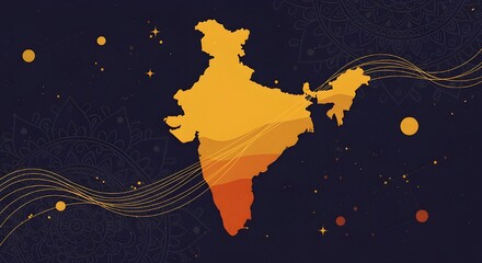 India maps with Hindu god silhouette