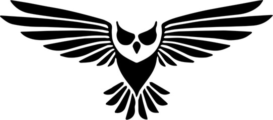 Obraz premium An owl spreading its wings in flight silhouette vector illustration