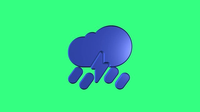 Cloud lightning rain on green screen