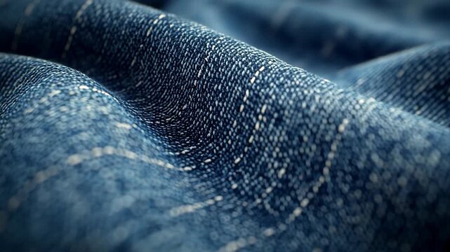 High-resolution close-up of textured blue denim fabric with clear visible weave, ideal for use in textile design, backgrounds, fashion industry mockups, or material texture collections for stock media