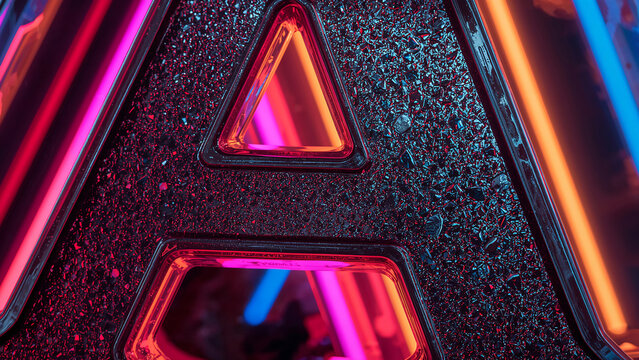 Illuminated Letter A with Textured Surface Shimmering with Neon Hues A Captivating Fusion of Art and Modern Design