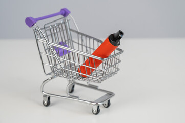 Disposable vape in a customer's cart.