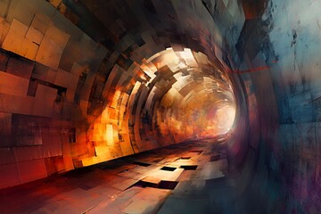 Abstract Artwork Depicting A Futuristic Metal Tunnel