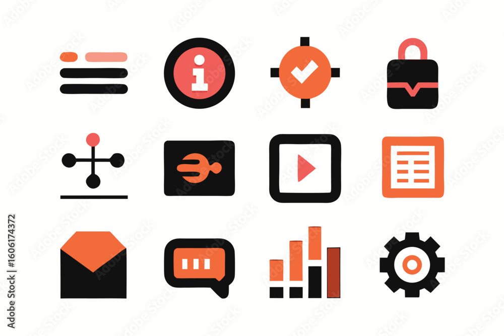 Leinwandbilder Vector art of a collection of modern and minimalist vector icons for user interface design