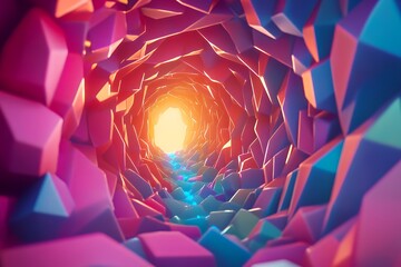 Abstract Colorful Tunnel Of Geometric Shapes