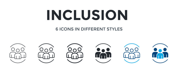 Inclusion Icon In Different Style Vector Illustration. Designed In Thin Line, Regular Line, Bold Line, Glyph, Outline Color, And Glyph Color Style Can Be Used For Web
