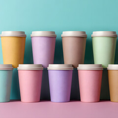 Colorful Disposable Cups Arranged in a Creative Display on Surface