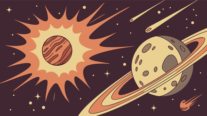 Explore outer space planets and stars illustration vector design for astronomy education and space exploration