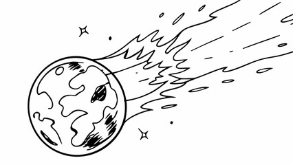 Hand drawn comet drawing vector illustration for space exploration and astronomy themed designs and educational use