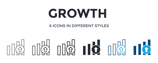 Growth Icon In Different Style Vector Illustration. Designed In Thin Line, Regular Line, Bold Line, Glyph, Outline Color, And Glyph Color Style Can Be Used For Web
