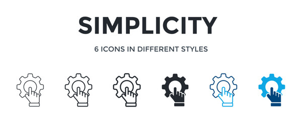 Simplicity Icon In Different Style Vector Illustration. Designed In Thin Line, Regular Line, Bold Line, Glyph, Outline Color, And Glyph Color Style Can Be Used For Web