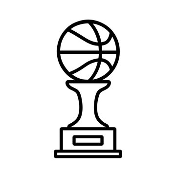 Basketball ball trophy icon in black outline style &ndash; symbol of court conquest