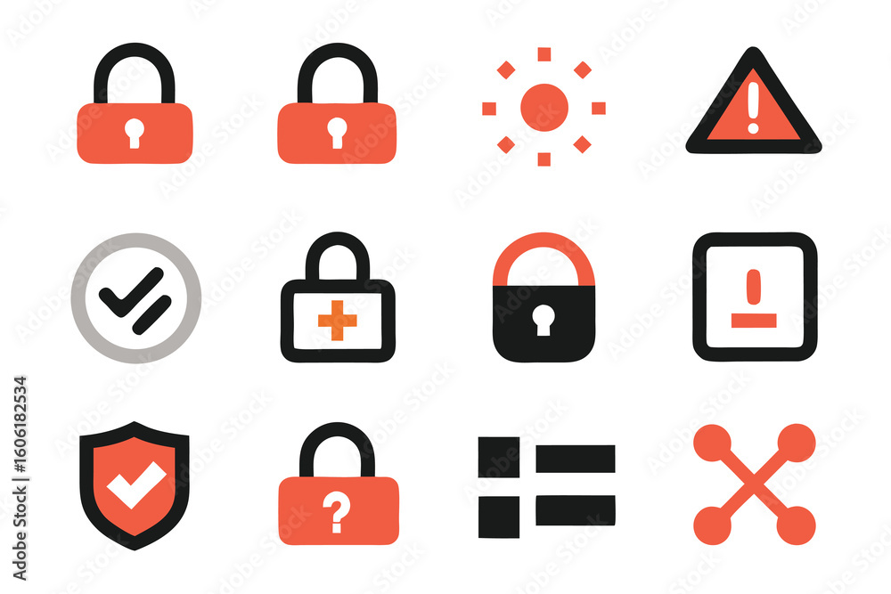 Poster vector art of collection of colorful interface icons isolated on white background for web developmen