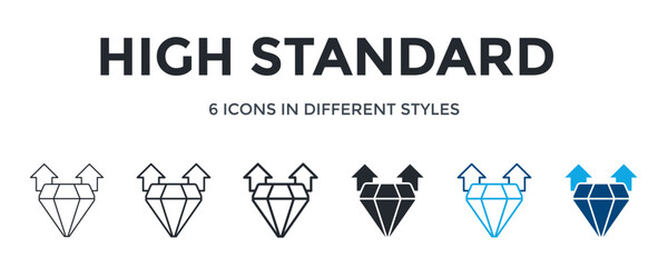 High Standard Icon In Different Style Vector Illustration. Designed In Thin Line, Regular Line, Bold Line, Glyph, Outline Color, And Glyph Color Style Can Be Used For Web