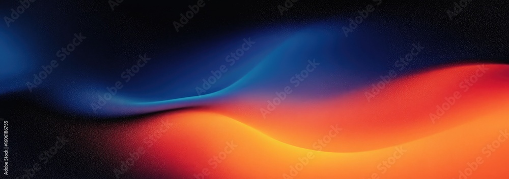 Wall mural abstract smooth gradient with blue and orange waves on dark background texture