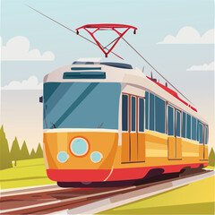 tram vector illustration