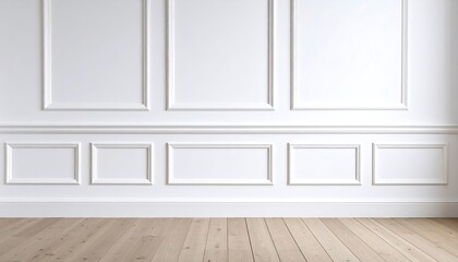 Empty room with paneled wall and wooden floor