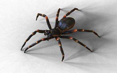 3d Illustration of a vivid close-up of a spider tarantula moving gracefully, showcasing hairy legs and intricate patterns.