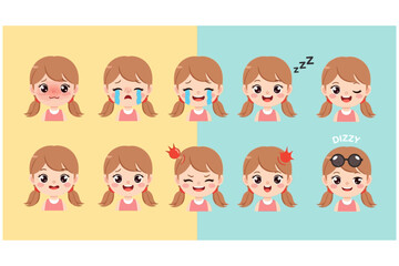 Child Girl Emotions Expression Illustration