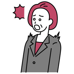 驚く中年のスーツの女性
