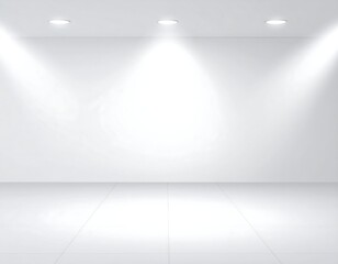 Empty white room with spotlights