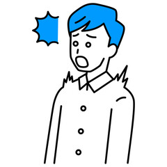 驚く若い男性