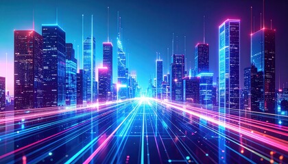 Futuristic Neon Cityscape at Night