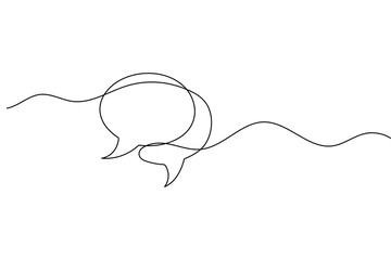 Speech bubble outline minimalist one line art vector isolated drawing for modern design
