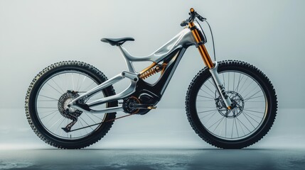 Fototapeta premium Modern electric mountain bike, studio shot, futuristic design, for product catalog