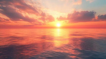 Fototapeta premium Sunrise over the calm sea, a peaceful scene