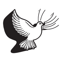  Holy Spirit Dove Cookie Cutter Design with Rays, Elegant Feather Details, Crisp Black Lines. 