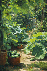 Serene Zucchini Harvest Capturing the Essence of Sustainable Farming and Nature's Bounty