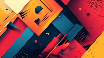 Abstract Geometric Design Featuring Bold Colors and Shapes