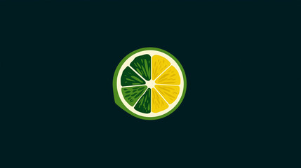 Minimalist Lime Slice Icon, Flat Design for Citrus - Themed Branding
