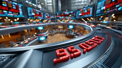 Dynamic Stock Market: A sleek, modern trading floor pulsates with the energy of global finance, the digital display showcasing real-time data and the complex financial landscape. - Powered by Adobe