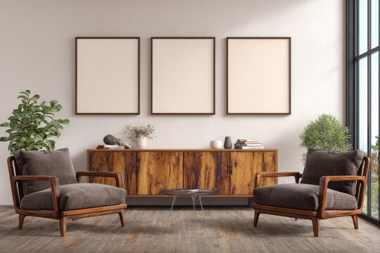 Living Room Interior with Artwork Frames