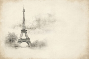 Eiffel tower, Paris france. Illustration in vintage style